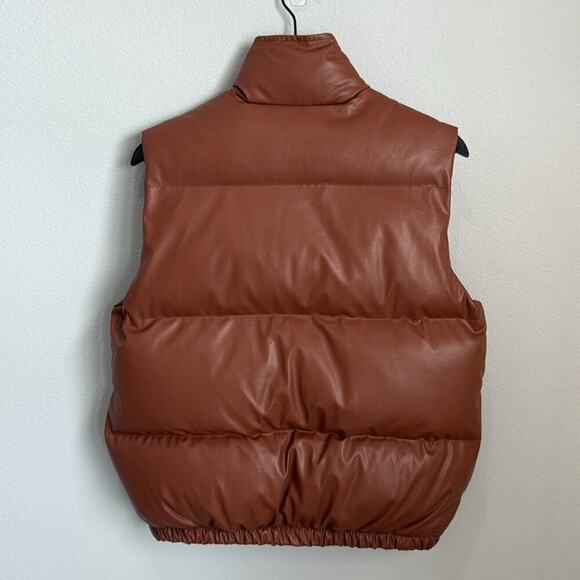 Akaiv Pumpkin Faux Leather Puffer Vest Size S - Picture 2 of 4